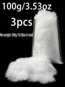1pc 100g/300g/600g High Quality Polyester Fiber Filling, Premium PP Cotton, Silk Cotton, Feather Cotton Filler For DIY, Elastic Pillow Core Material, Polyester Fiber Filling For Wedding Decor, Pillow, Balloon, Candle Making, Packaging Cushion, Space Decoration, Art Craft - White - View 6