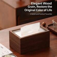 1 Stück Taschentuchbox in Walnussfarbe, Holzfarbene Papierbox für Wohnzimmer, Tischablage, Aufbewahrungsbox, Badezimmer, Heimdekoration, Taschentuchbehälter, Küchenausstattung - Verschiedenfarbig - Übersicht 5