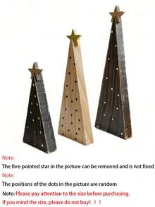 3 pezzi Decorazioni in legno a forma di cono colorate, con motivi a stella e puntini sulla parte superiore, semplici e caldi, adatti per decorare il tavolo, il salotto, la camera da letto, il camino, la scrivania, la casa, la stanza, come regalo - Castano - Visualizzare 11