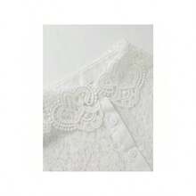 1pc White Lace Collar With Floral Pattern For Women Elegant - trắng - Xem 4