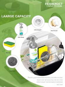 Rak Pengering Piring Wastafel, Rak Organizer Multifungsi, Rak Pengering dengan Gantungan Handuk dan Baki Tetes Otomatis, Menampung Spons Dapur, Cocok untuk Wastafel Dapur, Terbuat dari Baja Karbon Tahan Karat, Baja Tahan Karat, atau Plastik, Aksesoris Wastafel Dapur, Dapur, Ramadan, Hadiah, Perlengkapan Dapur, Aksesoris Kamar Mandi - MultiWarna - View 9