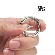 5个金属弹簧O型环夹登山扣卡扣锌合金弹簧O型环圆形弹簧卡扣登山扣夹扣登山扣，适用于钥匙扣、包包、钱包 - 金色 - 查看 9