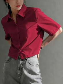 Women's Casual Crossover Asymmetric Button-Up Shirt