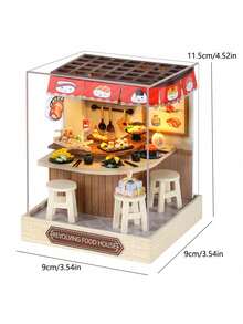 寿司店 - 建筑模型装饰，带防尘罩，厨房/卧室/店铺场景，房间装饰，3D拼图DIY手工微缩模型套件，包含家具，青少年及成人圣诞节/生日礼物，无需胶水或电池 - 彩色 - 查看 2