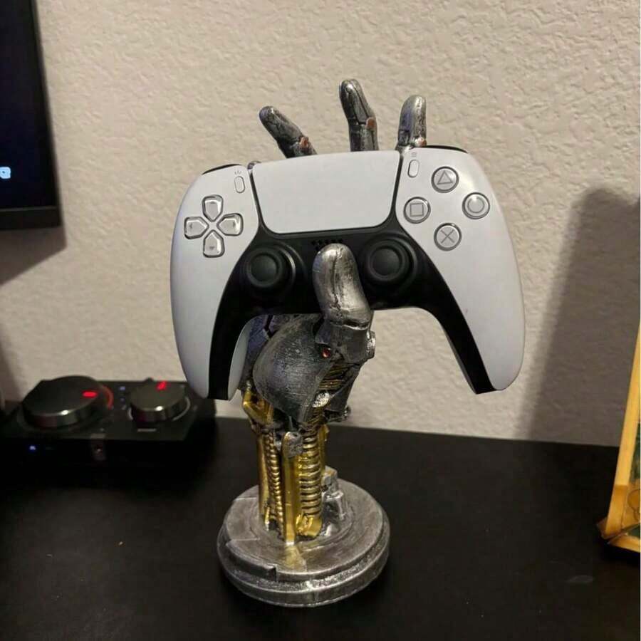 Suporte artesanal em formato de robô cyberpunk 3D para controle de videogame, ideal para escritório, decoração de casa, Natal, Halloween, aniversários, festas e como decoração de quarto. - Multicolorido - Ver 1