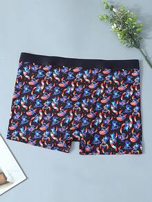 Disney 1pc Cartoon Print Underwear-Soft-Comfortable, Letter Elastic Waistband, Casual Men's Underwear