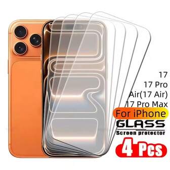4pcs Screen Protector For IPhone 17 Series, High Definition Tempered Glass Anti-Scratch Screen Protector Film For IPhone 17 Pro Max/17 Pro/17 Air/17 Series