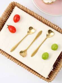 10 piezas Cucharas con diseño de corazón, cucharillas modernas y creativas de acero inoxidable para café y té, cucharas para revolver, cucharas para pastel, útiles escolares, materiales aptos para alimentos, aptas para lavavajillas, de vuelta al colegio para regalar en días festivos, cucharas de café - Multicolor - Ver 7