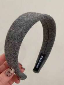 1条时尚简约百搭灰色宽发带，女士配饰，秋冬季头饰发箍 - 灰色 - 查看 2
