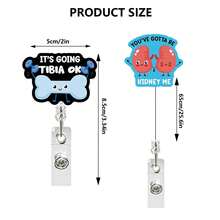 1pc Badge Reel, Medical Series Gifts For Doctors & Nurses, Retractable ID Badge Holder With Organ, Pill Bottle, Syringe, Blood Bag Designs - Multicolor - View 2