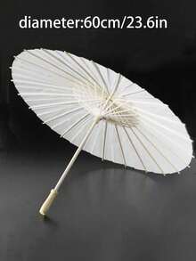 1/5/10pcs Retro White Creative Women's Blank Paper Sunshade Wedding Umbrella - Wooden Handle, No Power Required, Perfect For Weddings, Photo Shoots, Makeup, Parties, Beach Decorations. Wedding Souvenir, Bridesmaid Group Decorative Umbrella, Retro Paper Fan. - White - View 11