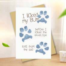1 pieza Tarjeta de felicitación con sobre con diseño de "Lamida de trasero de perro y lamida de sobre", con lindas huellas de patas y texto hilarante, perfecta para propietarios de perros adultos, ideal para cumpleaños y celebraciones divertidas, tarjeta de felicitación|Tarjeta de humor de perro|Tarjeta de felicitación de papel - Multicolor - Ver 5