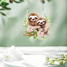 Kit de pintura de diamantes 5D, Lindo perezoso marrón, Kit de colgante de ventana de cristal de diamante DIY, Regalo para adultos, Decoración de pared del hogar