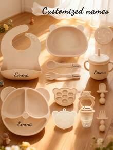 Personalized Baby Feeding Supplies - Bib, Plate, Bowl, Cup, Fork & Spoon, Teether, Food Freezer Tray - Multicolor - View 2