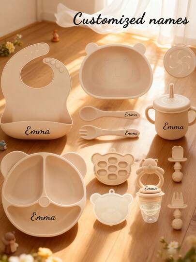 Personalized - Bib, Plate, Bowl, Cup, Fork & Spoon, Teether, Food Freezer Tray ,Multi-Scenario, Unique Gift