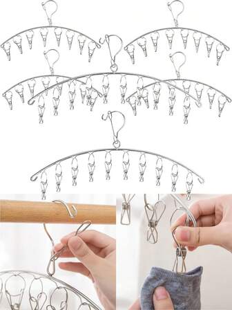 一套10个不锈钢袜架，款式随机，防风晾衣架