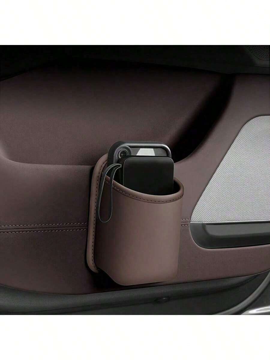 1pc Car Door Storage Rack, PU Leather Material, Multi-Functional Storage Organizer With Phone Holder, Trash Can, Tissue Box, Waterproof Lining - Anti-Slip & Anti-Spill, Fits Car Armrest Slot, Suitable For Family Travel, Daily Commute And Most Car Models - Multicolor - View 1