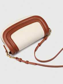Stitched Saddle Bag Women's 2025 New Wide Shoulder Strap Single Shoulder Crossbody Dual-Purpose Bag Retro Fashion Underarm Bag - Brown - View 6