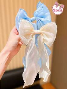 1/2/4pcs Butterfly Ribbon Hair Clips, Versatile, Dreamy & Fresh Style, Suitable For Cute Girls' Daily Wear, Parties, Adding Sweet & Dreamy Vibe To Your Look, Also Great As Gifts - Multicolor - View 7