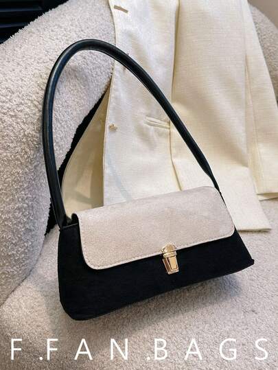 女士纯色刺绣单肩包，亮丽色彩，商务旅行、观光、摄影必备 - 法棍形单肩包