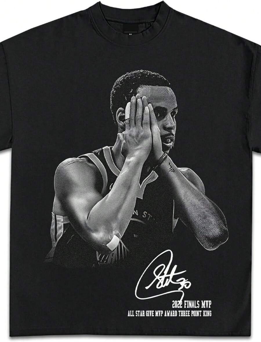 Steph Curry Night Nite Celebration T-Shirt _ Vintage Basketball Graphic _ Premium Quality Heavyweigh - Black - View 1