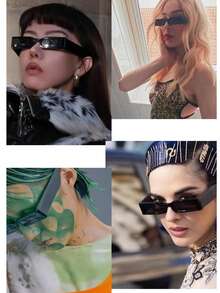 Retro Square Oval Fashion Glasses - Anti-Glare Small Rectangular Frame, Lightweight And Durable Design, Unisex,  Casual Accessories, Retro Style, Comfortable To Wear, Decorative Glasses, Must-Have For Fashion Enthusiasts - 黑色 - 查看 3