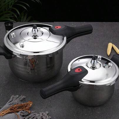 Stainless Steel Pressure Cooker, Suitable For Induction Cooktop, With Pressure Indicator And Safety Device, Compatible With Gas Stove And Induction Cooktop