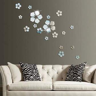 1 Set Plum Blossom Falling Mirror Wall Sticker Home Decor