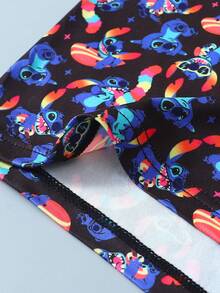 Disney 1pc Cartoon Print Underwear-Soft-Comfortable, Letter Elastic Waistband, Casual Men's Underwear