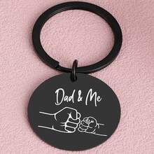 1pc To Dad Heart Shaped Hand In Hand Stainless Steel Keychain Gifts For Father's Day Birthday Gifts From Son Or Daughter