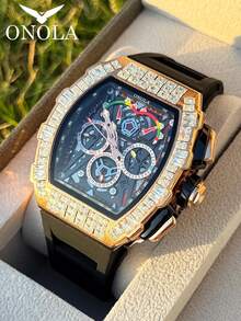 ONOLA Fashion Brand Waterproof Mechanical Watch Automatic Movement Men Luxury Watch Men Wristwatches Diamond Watch Men - màu đen - Xem 9