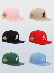 1 pieza Gorra de béisbol ajustable con bordado de letra R, unisex, gorra casual tipo snapback para deportes al aire libre, viajes y correr (disponible en varios colores) - Multicolor - Ver 2