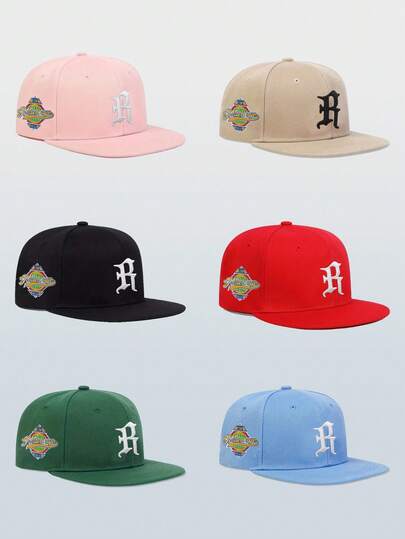 1pc Unisex R Letter Embroidered Adjustable Baseball Cap, Casual Snapback Hat For Outdoor Sports, Travel And Running (Multiple Colors Available)