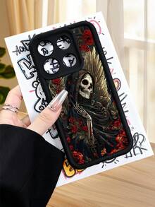 1 pieza Funda de teléfono con diseño de calavera alada y rosas para Día de Muertos TPU soft case, protección completa antideslizante y anti-caída, compatible con iPhone17 ProMax/16/15/14/13/12/11/Plus/Pro/ProMax, compatible con Galaxy A34/A35/A54/A55, Galaxy S20/S21/S22/S23/S24/S25 Ultra/Plus, compatible con Galaxy/Redmi/Honor/OPPO/ViVo - Marrón - Ver 4