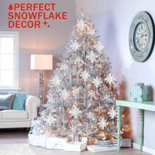 y24 adornos colgantes de copo de nieve adornos decorativos transparentes para arbol de Navidad y fiesta de Año Nuevo - Blanco - Ver 4