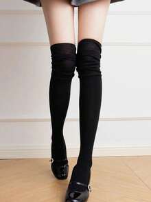 4 Pairs, Over The Knee Socks For Women In All Seasons, Long Knee Socks For Spring And Autumn, High-Top Pregnant Women, Non-Slip, Non-Squeezing Calf Socks For Winter - màu đen - Xem 5