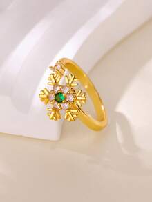 1 chiếc nhẫn hoa lục giác Opal cổ điển dành cho nữ, nhẫn đeo tay bằng đồng mạ vàng 18K, trang sức thời trang cho nữ, phụ kiện ngày lễ tình nhân, mẹ, mẹ, ngày của mẹ, quà tặng - Vàng - Xem 10