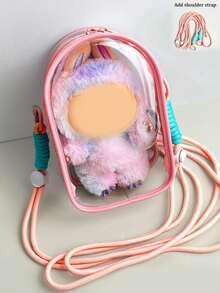 1 Stück Umhängetasche, Aufbewahrungstasche speziell für Labubu Plüschtiere; perfekt zum Mitnehmen mit Ihrem Baby, dient auch als staubdichte Präsentationstasche für Modellfiguren. Aus PVC gefertigt, eignet sie sich auch als praktische Kosmetiktasche oder staubdichte Tasche für Figuren.