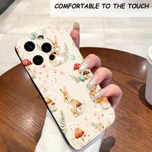 1PC Phone Case ,  Bunnies Mushrooms Flowers Leaves Stars , Stylish Phone Case, Phone Decoration, All-around Lens Protection, Creative Small Gift, Funny Gift for Boys and Girls - Negro - Ver 1
