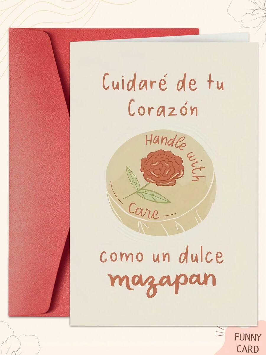 1 tấm thiệp chúc mừng tình yêu Mexico dễ thương (kèm phong bì) - Trích dẫn "Hãy chăm sóc trái tim bạn như một bản nhạc Mazapan ngọt ngào", chủ đề văn hóa Latinx, hoàn hảo cho ngày lễ tình nhân - Nhiều màu - Xem 1