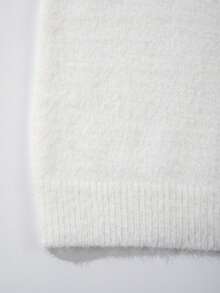 Unisex Fluffy Round Neck Sweater, Korean Style Casual Loose Fit Knitted Pullover Top, Suitable For Autumn, Winter, Back To School