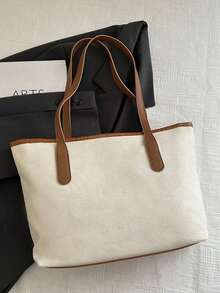 Dedoo Túi đeo vai dệt phong cách Âu Mỹ dành cho nữ dung tích lớn, túi đeo chéo mùa hè, túi tote thời trang nhiều màu sắc cho bãi biển, mua sắm, dã ngoại thường ngày - màu nâu - Xem 5