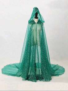 Women's Bridal Sheer Hooded Cloak Shawl Dress Robe, Halloween Costume, Wedding, Carnival, Valentine's Day Autumn Outfit - Multicolor - View 15