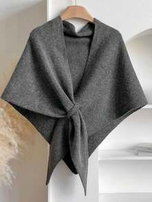 1pc Women's Solid Color Triangular Wool Blend Loose Knit Shawl, Elegant Style, Suitable For Outdoor Travel In Autumn/Winter And Snowy Season - Nhiều màu - Xem 12