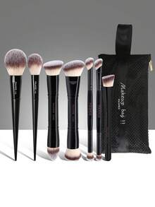 MAANGE 2/5/7/12pcs Professional Makeup Brush Set, Including Blush Brush, Foundation Brush, Powder Brush, Eye Shadow Brush, Highlighter Brush, Contour Brush, Halo Brush, Concealer Brush, Nose Shaping Brush, Suitable For Daily Makeup, Portable Travel Makeup Brush Set, Gift For Women/Girls, Makeup Brush Set, Makeup Brush Set, Makeup Brush Set, Complete Makeup Brushes, Makeup Brush Set, Complete Makeup Tools, Makeup Brush Set, Makeup Brush Set, Makeup Gift Set - Black - View 16
