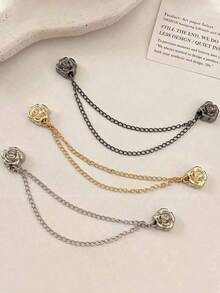 4件/套 可调节磁性山茶花袖口夹 - 合金材质，可拆卸下摆夹，适用于T恤、裤子，以及调节过长的连衣裙袖子