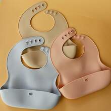 Washable Waterproof Silicone Baby Feeding Bib - Blue - View 5