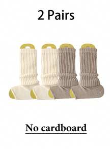 1 Pair Women's Japanese Style Layered Socks, Knitted Grey Tall Socks With Black Lace Trim, Slim Fit, Suitable For Spring/Autumn JK Uniform, Warm For Winter - Step On the Leg Cover - View 12