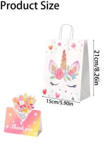 20-Piece/10-Piece Unicorn Party Gift Bags (With Handles) Specialized Unicorn-Themed Gift Bags For Birthday Parties, Perfect For Birthday, Valentine's Day, Gender Reveal, Anniversary Snacks, Small Gifts, And Decorations - Multicolor - View 6