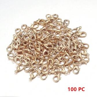 100 piezas de 12*7mm Anillo de salto con cierre de langosta de color mixto dorado y plateado. Cierre de langosta para hacer joyas, accesorios y producción de pulseras y collares